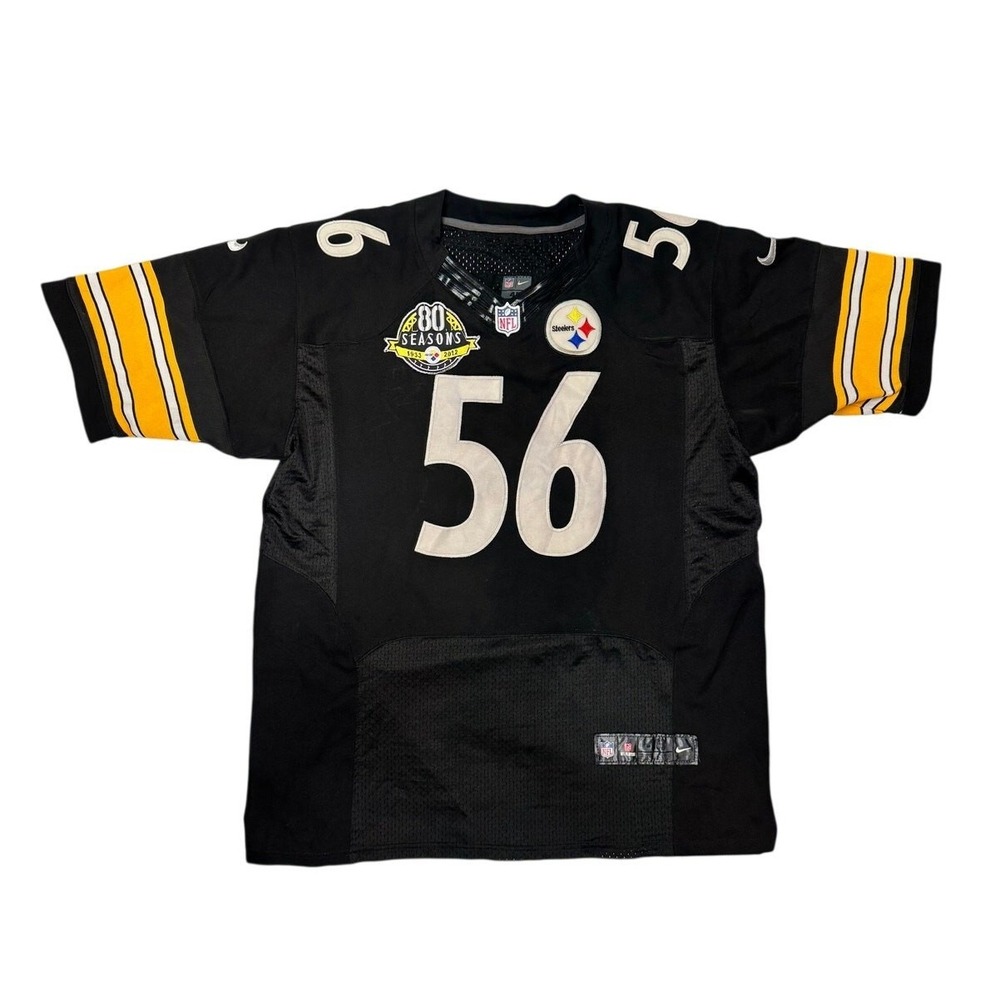 Nike LaMarr Woodley 56 Pittsburgh Steelers NFL Jersey 80 Seasons Patch Mens 48